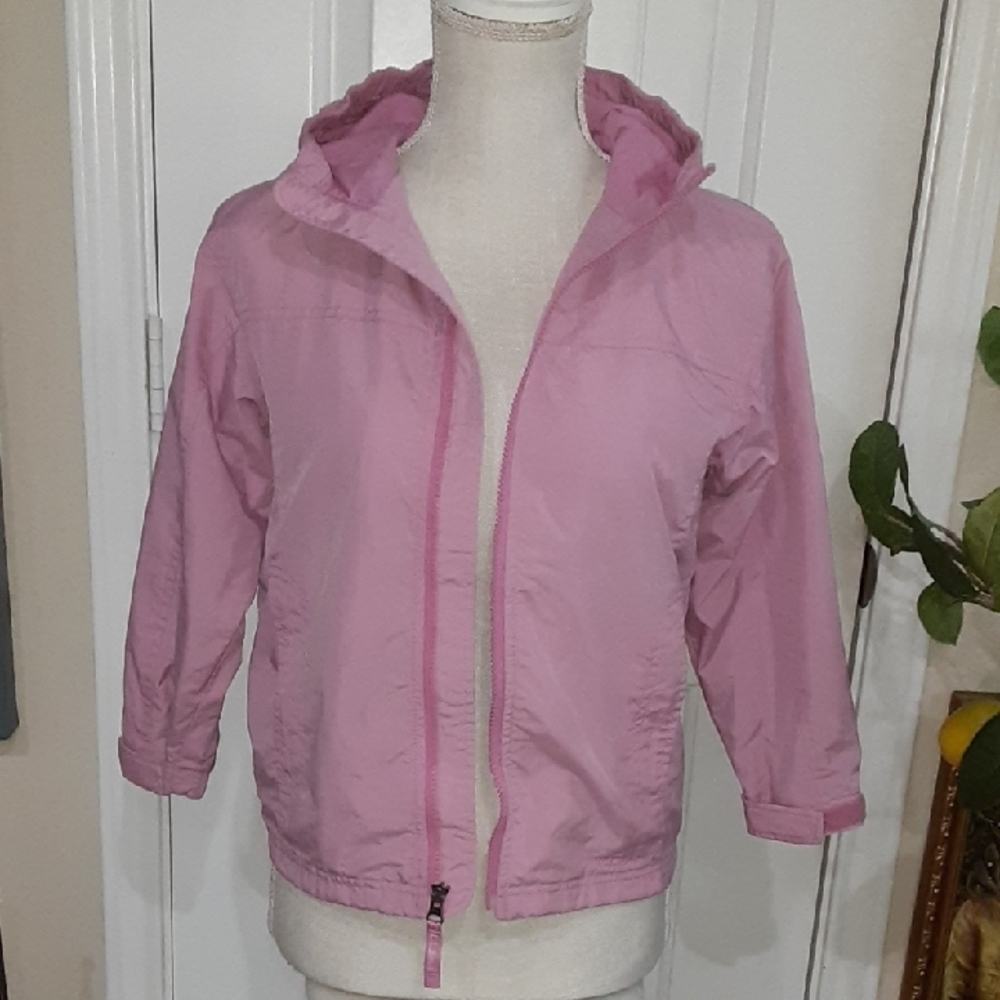 L.L. Bean Girls' Hooded Rain Jacket / Windbreaker - Pink - Kids' L 6X/7
